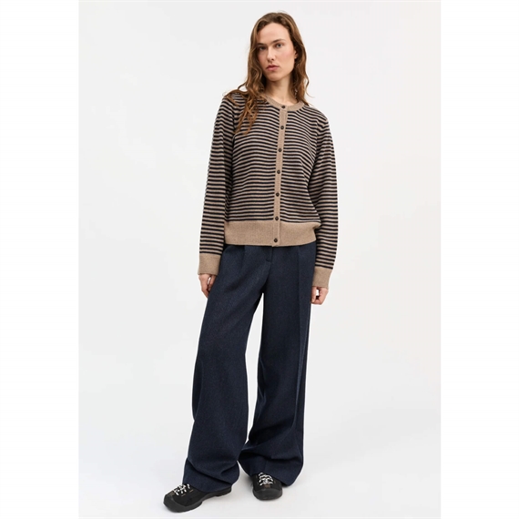 Skall Studio Senna Cardigan, Brown/Navy Stripe 